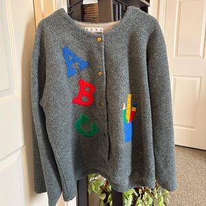 Cozy Gray Alphabet Embroidered Cardigan